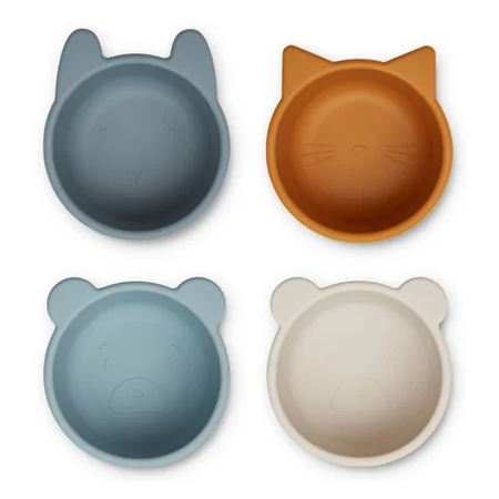 Liewood 4-pak små silikone-skåle, Whale blue