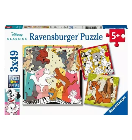 Disney dyr puslespil 3-i-1, 49 brikker
