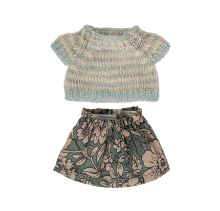 Maileg striktrøje og nederdel til storesøster mus