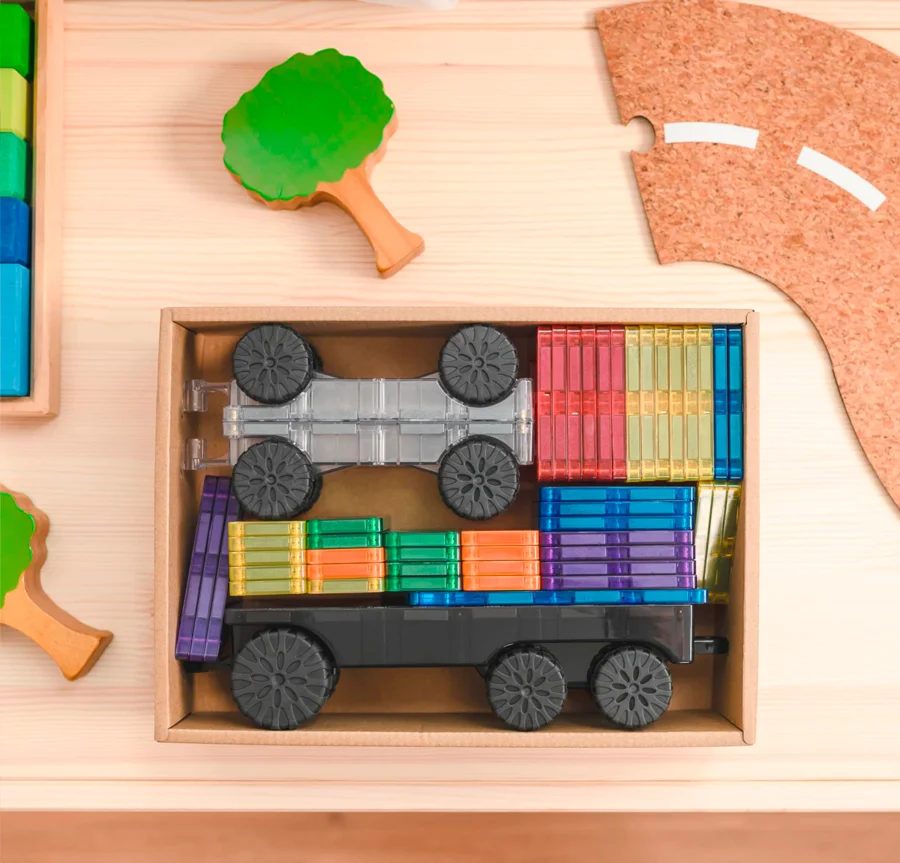 Connetix Magnetbausteine Rainbow Transport-Paket - 50 Teile