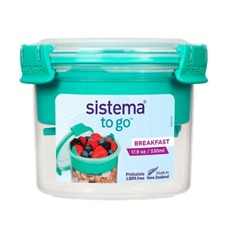 Sistema rund bøtte inkl. ske og indsats, Minty Teal