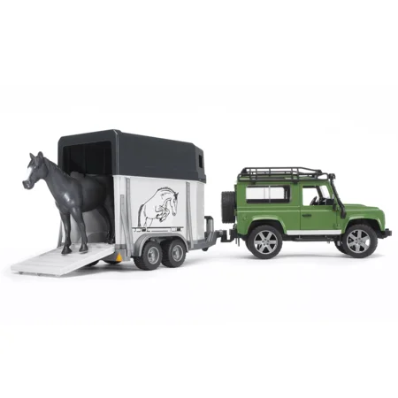 Bruder Land Rover Defender mit Pferdeanhänger inkl. 1 Pferd