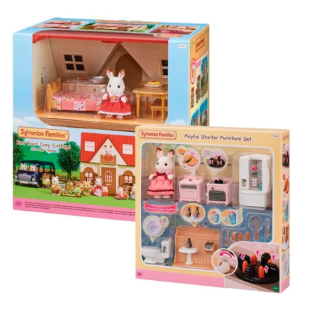 Sylvanian sampakke m.Hyggehytten og komplet indretningssæt