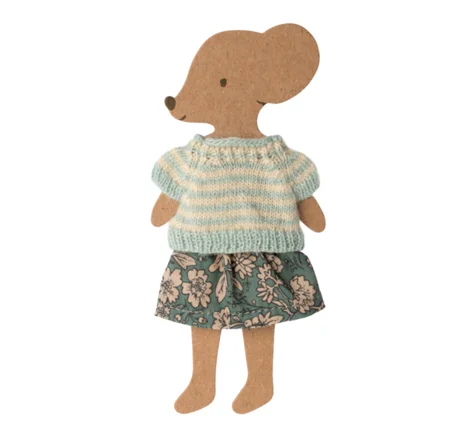 Maileg striktrøje og nederdel til storesøster mus