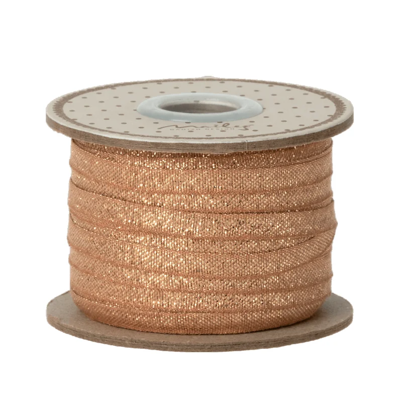 Maileg gavebånd, 25 mtr - Vintage rose/Gold