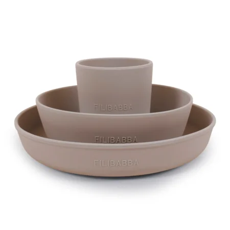 Filibabba Silikon Geschirrset, warm grey