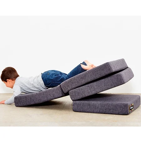 4-fache Matratze, blau-grau mit grauem Knopf, byKlipKlap 