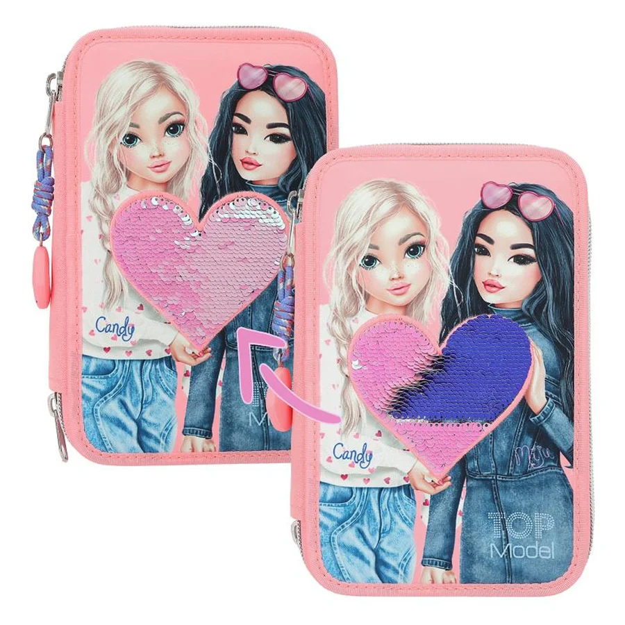 TOPModel Dreifach-Federmäppchen mit Pailletten