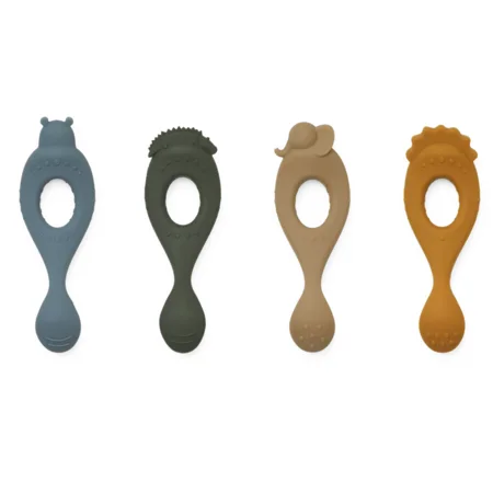 Silikon-Löffel 4er-Pack, safari/blue multi mix, Liewood 
