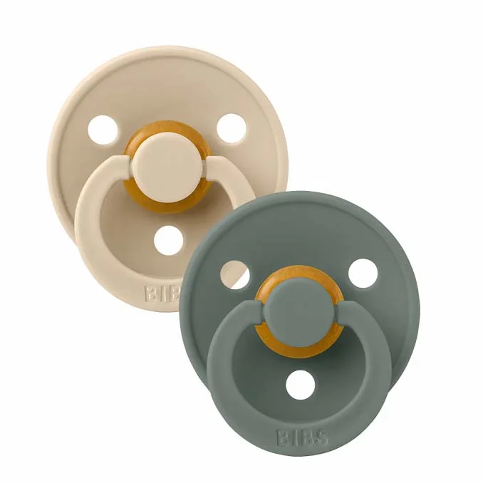 BIBS 2 pak, rund sut, str 2 - vanilla / pine