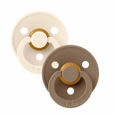 BIBS 2 pak, rund sut, str 1 - ivory / dark oak