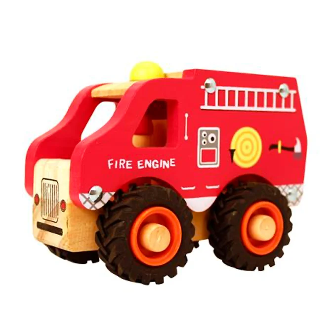 Magni Feuerwehrauto aus Holz mit Gummirädern