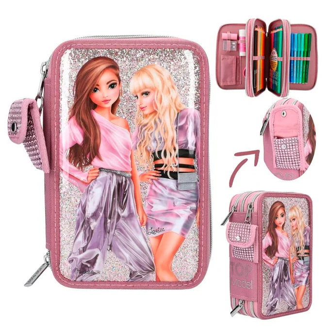 Topmodel Trippel Federtasche mit Anhänger, glitter queen