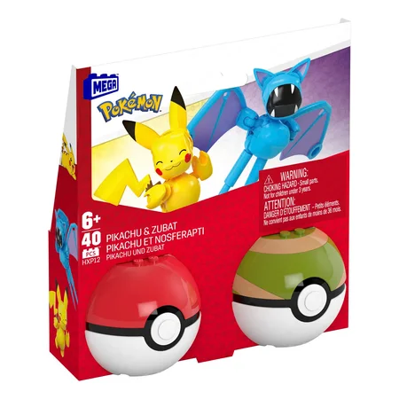 MEGA Pokemon Pokeball 2er-Pack, Pikachu und Zubat