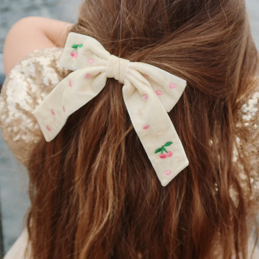 Konges Sløjd Schleifenspange mit Perlen, ivory