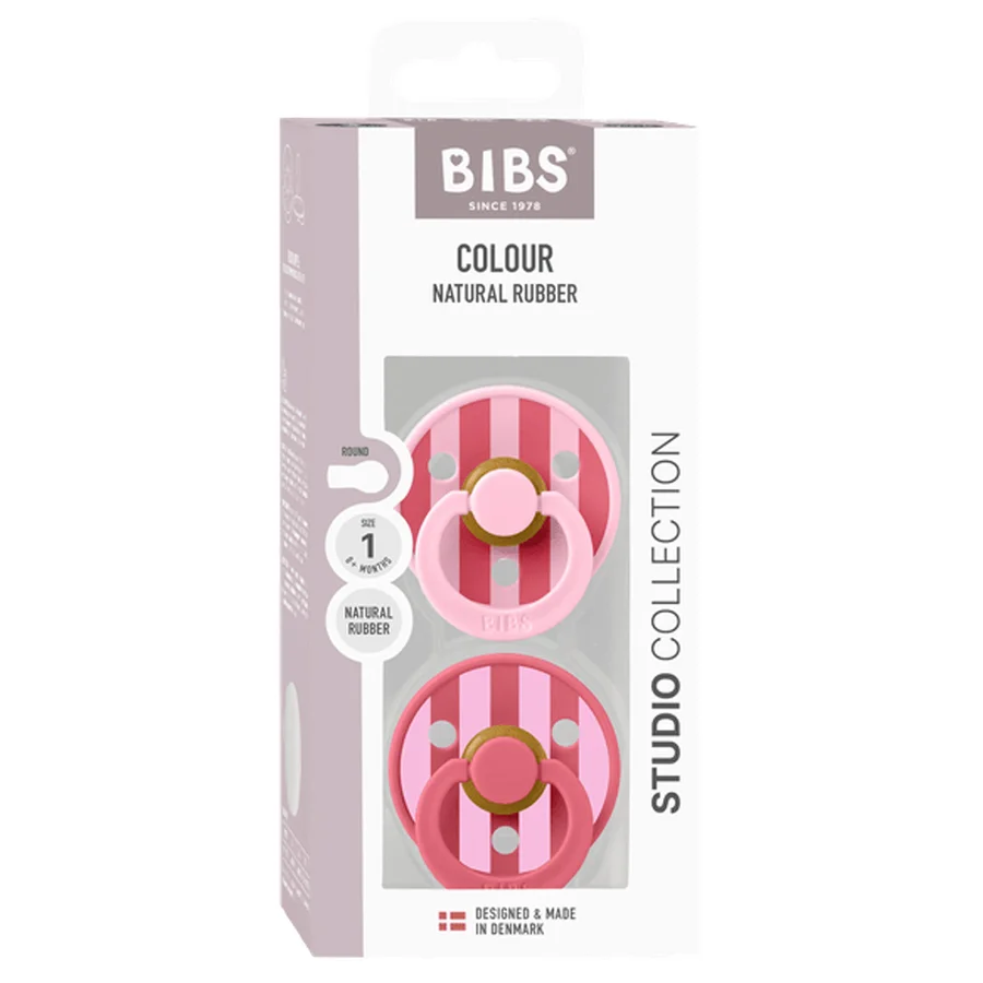 BIBS Studio Line 2er-Pack Schnuller, Größe 1 - baby pink/coral mix