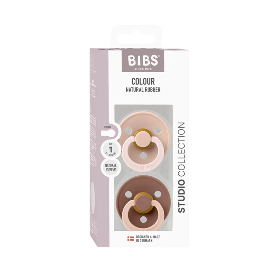 BIBS Colour Studio Fusion 2er-Pack Schnuller Größe 1, Blush & Woodchuck