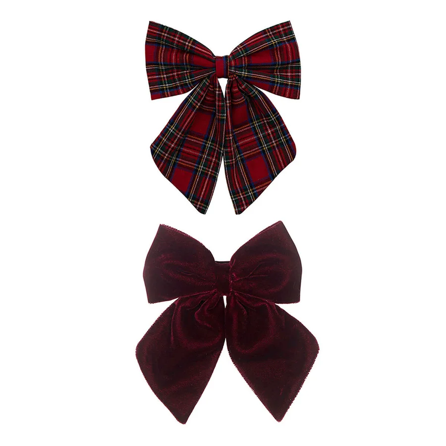 Mimi & Lula 2 Haarschleifen, Red Tartan Agnes Pony Pals