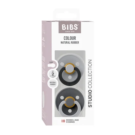 BIBS Colour Studio Fusion 2er-Pack Schnuller Größe 2, Cloud & Iron