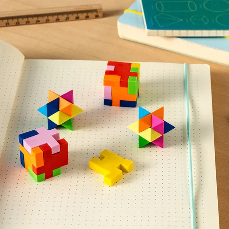 REX Radiergummi 4er-Pack, 3D-Puzzle