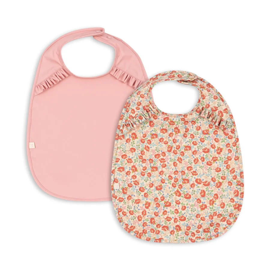 Konges Sløjd 2er-Pack Lätzchen mit Rüschen, kaluka/bridal rose