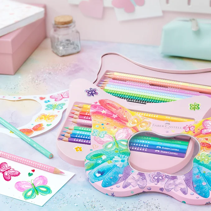 Faber-Castell Sparkle Buntstifte im Schmetterlingskasten, 20 stk