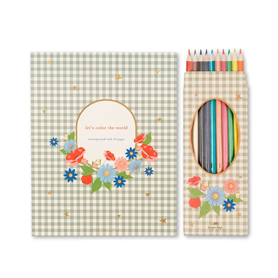 Konges Sløjd Malbuch und Farben, green tea check