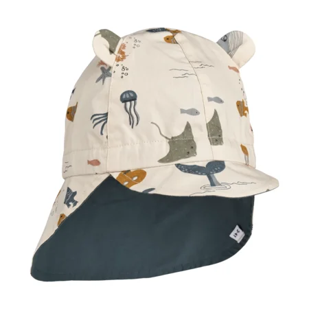 Wende-Sonnehut mit Ohren, sea creature/sandy, Liewood 