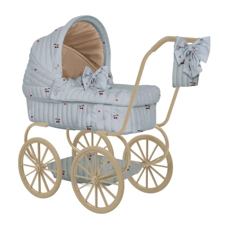 Konges Sløjd Minnie Puppenwagen mit Schleife, cherry blue coeur, exklusiv bei Kleines Karussell