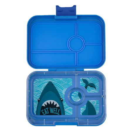 Yumbox Panino Lunchbox mit 4 Fächern, Surf Blue-Shark Tray