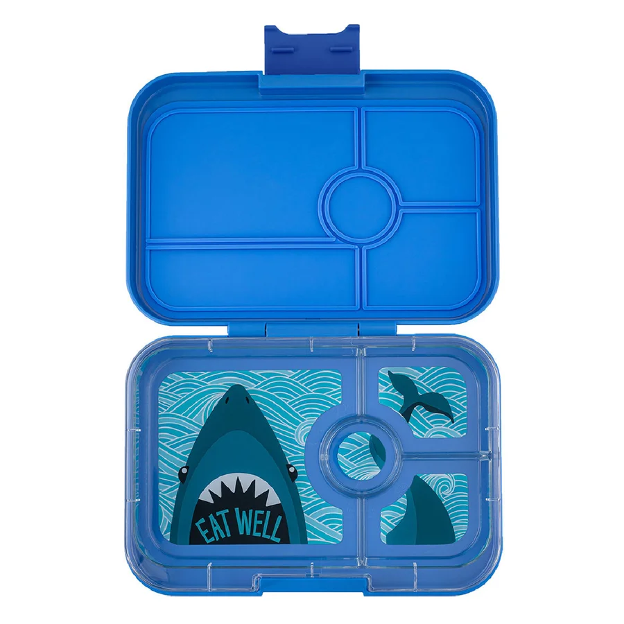Yumbox Panino Lunchbox mit 4 Fächern, Surf Blue-Shark Tray
