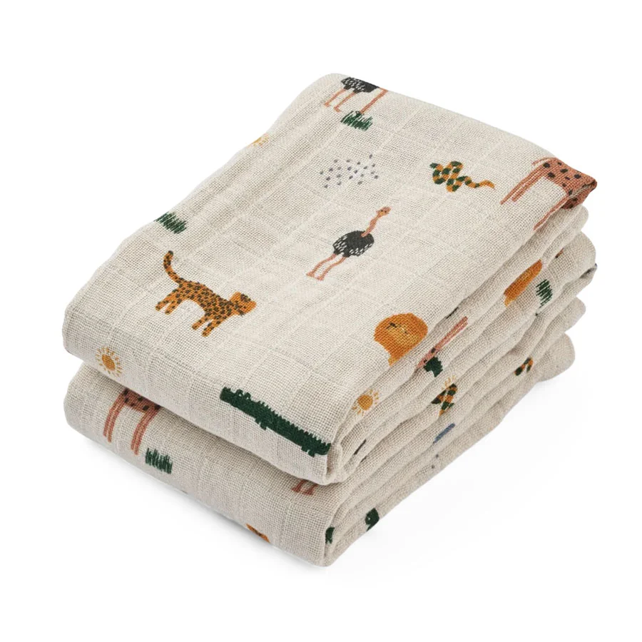 Liewood Lewis 2er-Pack Mulltücher, Safari Sandy Mix