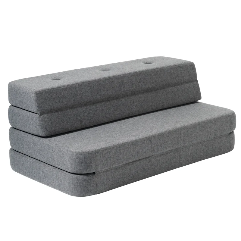 byKlipKlap 3-fold sofa, 120 cm blågrå m grå knap