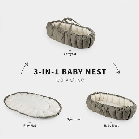 Sebra 3-i-1 Babynest, dark olive