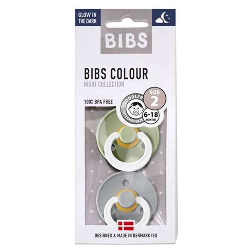 Bibs 2-pak rund sut, str 2 - Sage NIGHT/Cloud NIGHT