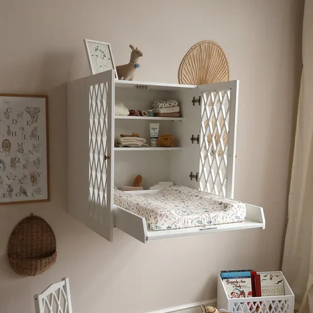 Cam Cam Harlekin væghængt puslebord, light sand