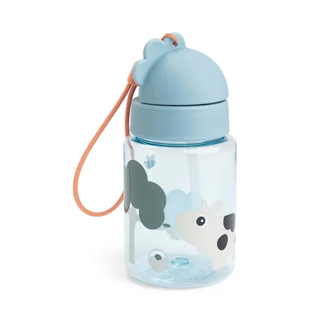 Done by Deer Trinkflasche mit Saugrohr, Tiny Farm - Blue