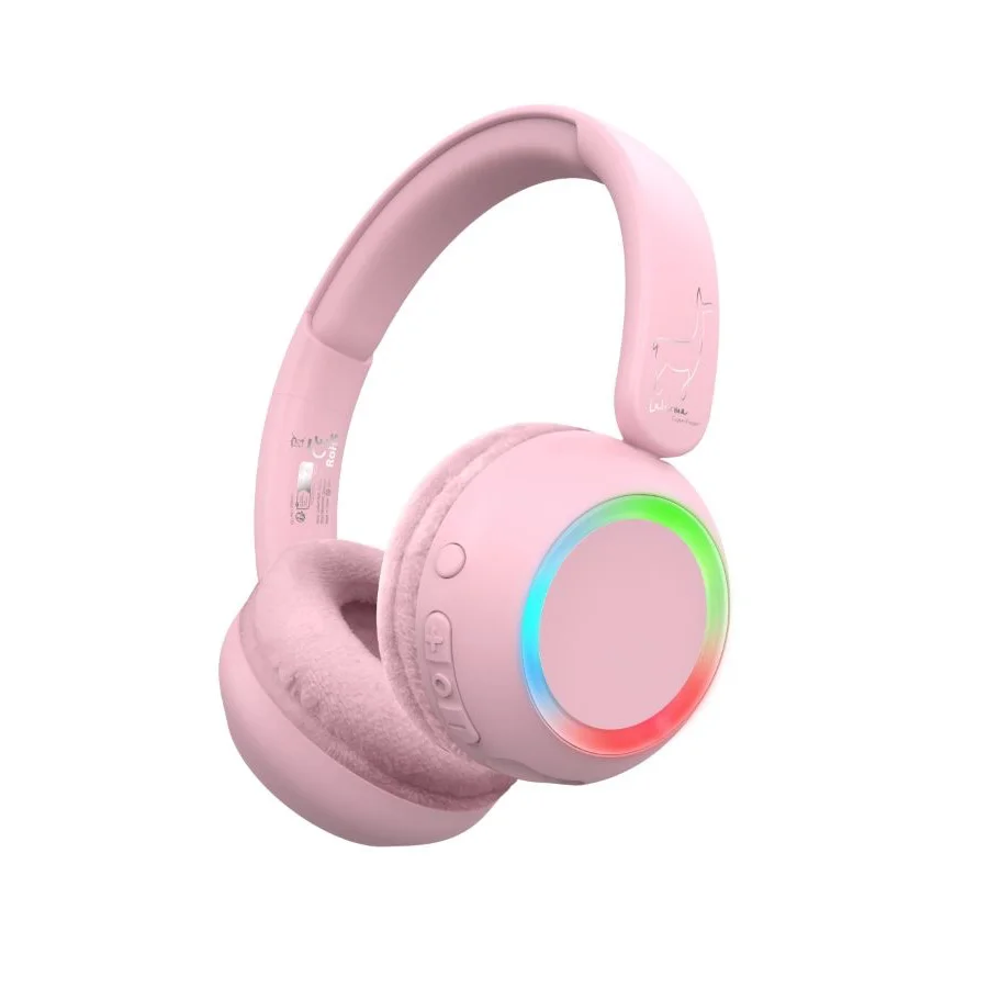 Lalarma Kabellose Kopfhörer mit Licht, rosa