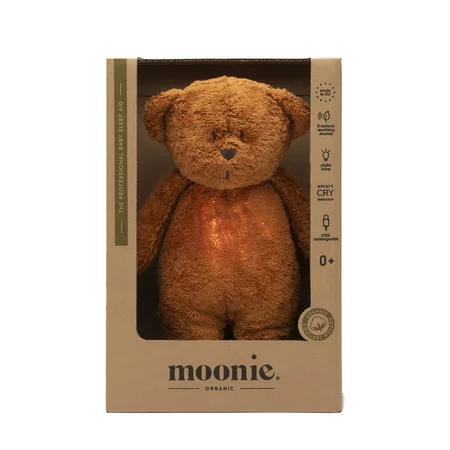 Moonie 2.0 Organic Humming Bär mit Lampe, caramel