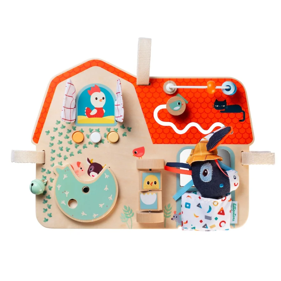 Lilliputiens aktivitetspanel i træ, bondegård