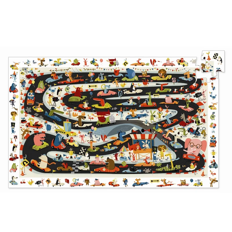 Djeco Wimmelpuzzle, Autorennen - 54 Teile