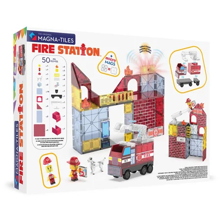 Magna-Tiles Feuerwache mit Licht und Sound, 50 Teile