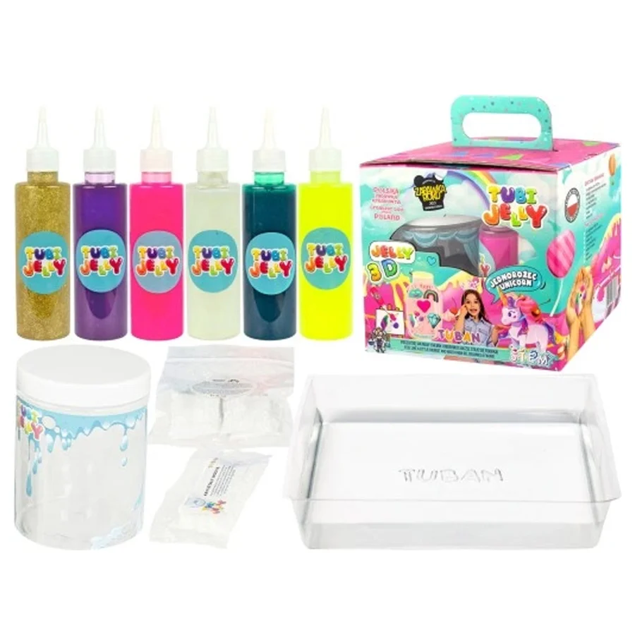 Tubi Jelly Set mit 6 Farben und kleinem Aquarium – Einhorn