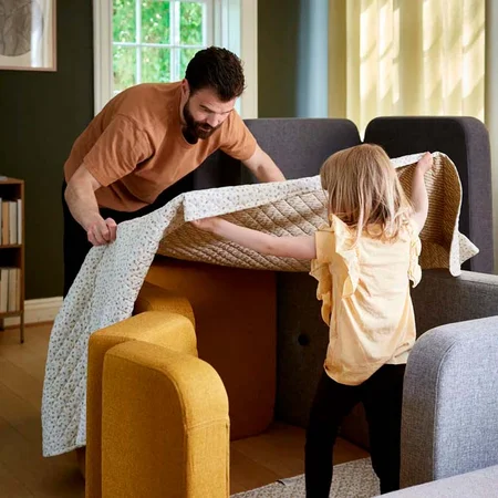 by KlipKlap 3 Fold sofa single soft, mustard med mustard knap