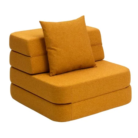 by KlipKlap 3 Fold sofa single soft, mustard med mustard knap