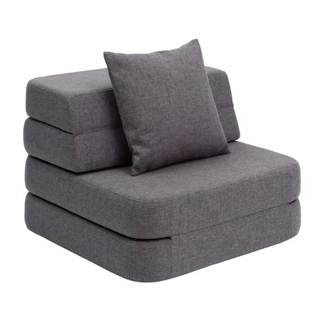by KlipKlap 3 Fold sofa single soft, blågrå med grå knap