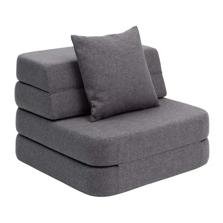 by KlipKlap 3 Fold sofa single, blågrå med grå knap