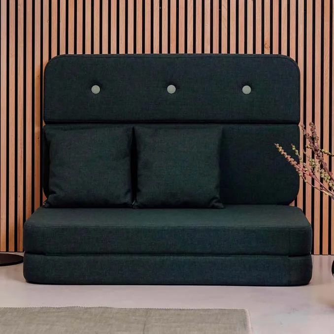by KlipKlap 3 Fold sofa XL soft, dyb grøn med lys grøn knap