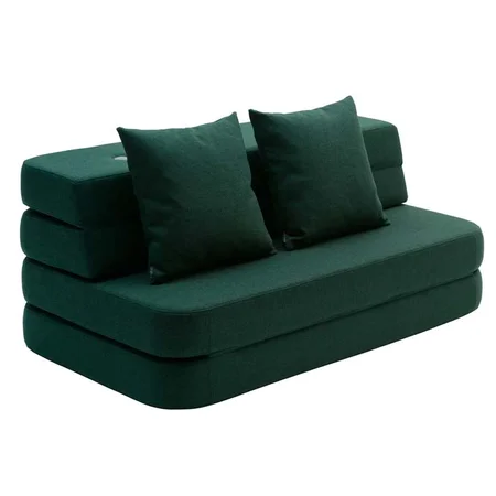 by KlipKlap 3 Fold sofa XL soft, dyb grøn med lys grøn knap