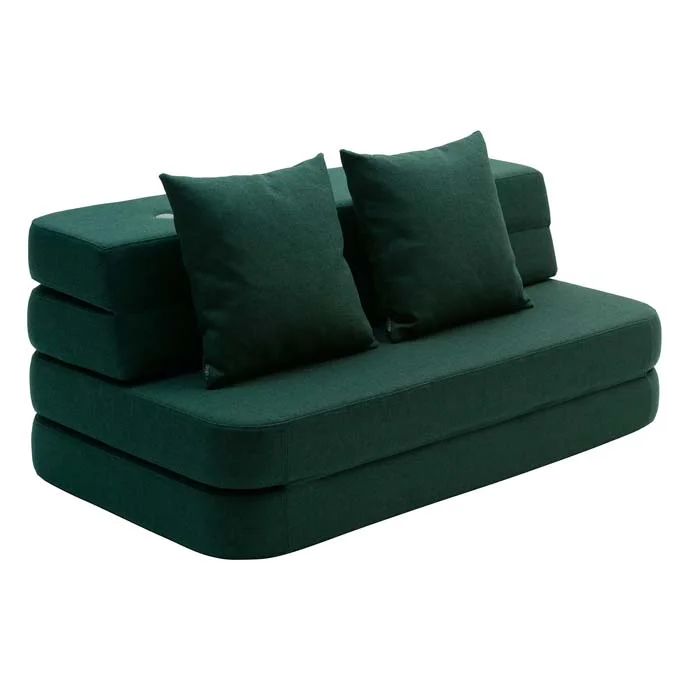 by KlipKlap 3 Fold sofa XL soft, dyb grøn med lys grøn knap